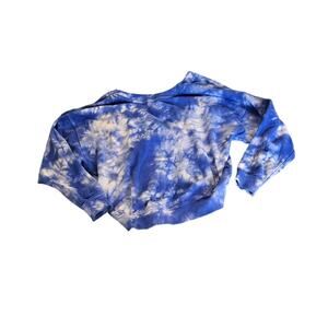 Blue Tie Dye Twist Front Sweatshirt Cropped Pullover Small (Estimated)